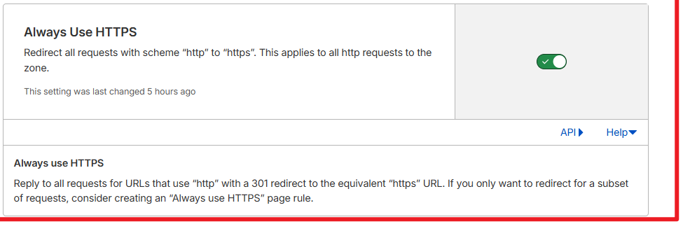 Cloudflare 的 Always Use HTTPS 开关